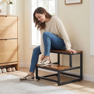 Carbon Steel <b>Step</b> <b>Stool</b> Multi Level Home Use Grey Walnut Black White - Product Image 3