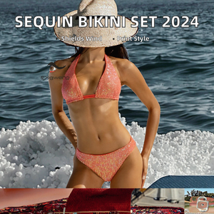 TW Women's Solid <b>Thongs</b> Round Neck Two-Piece Swim Brief <b>Bikini</b> Set 2024 Summer Quick Dry Anti-Bacterial - Product Image 2