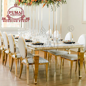 Table de salle à manger moderne en acier inoxydable, légère, pour hôtel, événement, banquet - Product Image 1