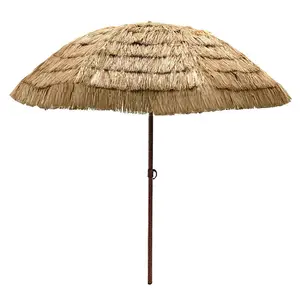 Sombrilla de paja para exteriores, parasol personalizado de Color Natural, estilo Retro, de paja hawaiana, Pp, Tiki, Hula, para playa