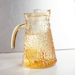 Ensemble de pichet à eau en verre classique de 1000ml avec couvercle et poignée écologique et passe au micro-ondes pour les restaurants et les cadeaux d'affaires - Product Image 2