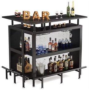 Barra de Bar en Forma de L Comercial, Mueble Esquinero para Mini Bar, Almacenamiento de Licores, Mueble de Metal y Madera para Hogar, <span class=keywords><strong>Pub</strong></span>, Hotel, Venta al por Mayor de Fábrica - Product Image 5