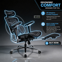 Chaise de bureau certifiée pour personnes de grande taille et poids lourd (300 LBS) avec repose-pieds |   Chaise de bureau ergonomique en maille robuste avec coussin large et appui-tête
