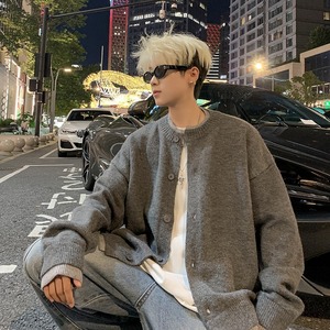 Cárdigan de punto con cuello redondo, moderno, a <span class=keywords><strong>la</strong></span> moda y de estilo informal. Suéter Holgado y Versátil para Parejas, Ideal para Otoño e Invierno - Product Image 4