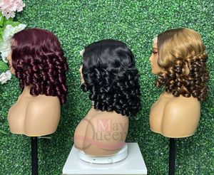 Perruques en cheveux humains ondulés et bouclés, colorées, avec fermeture en dentelle 4x4, pour femmes noires – Vente en gros - Product Image 3