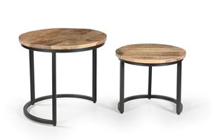 Nuevo juego de mesas de centro modernas de hierro/madera, juego de 2 mesas de centro redondas, muebles de sala de estar a precio de mayoreo. - Product Image 3