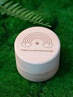 Urna Funeraria Miniatura de Madera de Haya Natural para Mascotas, Puente Arcoíris Grabado, Caja Pequeña para Guardar Cenizas y Pelo, Recuerdo Conmemorativo para Perros y Gatos