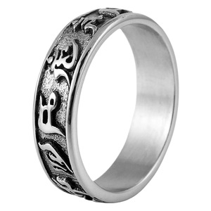 yunnique <b>Titanium</b> Steel Letter <b>Ring</b> Steel Color Women's Fashion Jewelry Gift Retro Punk Style Geometric Design Irregular Pattern - Product Image 5