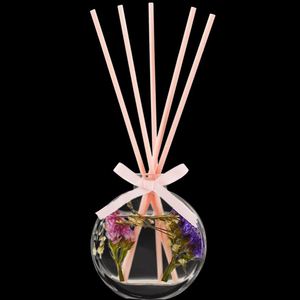 Diffuseur de parfum HomeFlower avec bâtonnets roses, flacon en verre rond, fleurs séchées, désodorisant décoratif - Product Image 2