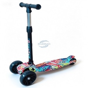 Patinete de 3 Ruedas para Niños, Regalo Perfecto, con Diseño de Grafiti Colorido, Plegable y Ajustable, para Niños Preescolares - Product Image 2