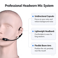 Microphone Casque Unidirectionnel à Condensateur Noir Équipement Audio Anti-Bruit Micro XLR Filaire pour Enregistrement Vocal