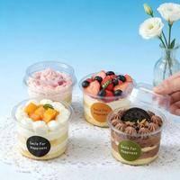 Gobelet à dessert transparent en PET de 250 ml avec couvercle et cuillère, boîte à tiramisu, boîte à gâteau, boîte à mousse, boîte à yaourt, boîte à pudding, emballage transparent