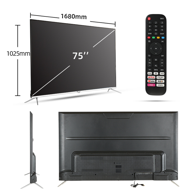 Smart led TV 75 Inch 4k Smart 60Hz Refresh Rate Led Backlight Android WiFi Tv Qled Smart Tv Manufacturer