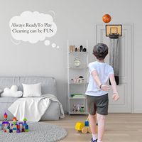 Cadeau de basket-ball et de panier à linge portable 2 en 1 pour enfants avec cerceau suspendu et construction en bois