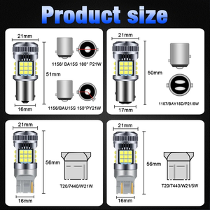 T20 Canbus Giải Mã Lỗi Miễn Phí Bóng Đèn 2500LM 22W Lần Lượt Tín Hiệu Ánh Sáng Ba15s Bau15s W21 7443 Với Xe LED Đèn Phanh 1156 3156 7440 - Product Image 6