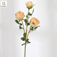 3 têtes de roses artificielles en soie, Rose, blanc, Table de mariage, Center de Table, fête, décoration de la maison