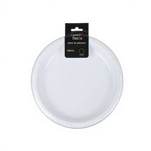 Set da 10 Piatti Moderni Bianchi in Plastica da 9 Pollici, Monouso, per Matrimoni e Viaggi, Confezione all'Ingrosso per Alimenti Peiyong - Product Image 1