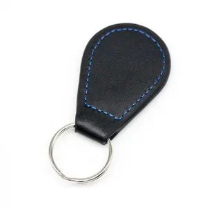 Cheap custom logo shape metal leather keychain gift in bulk