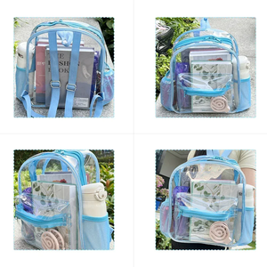 Zaini trasparenti per studenti <span class=keywords><strong>blu</strong></span> di grande capacità zaino da <span class=keywords><strong>donna</strong></span> impermeabile Bookbag da scuola per ragazze borse trasparenti - Product Image 2