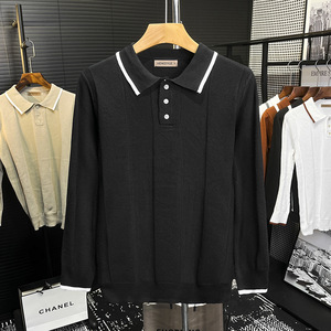 سترة رجالية محبوكة بأكمام طويلة وياقة بولو، بتصميم مخطط ومقسم الألوان، بنمط كلاسيكي، للبيع بالجملة من المصنع عبر الحدود - Product Image 3