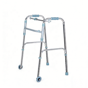 <span class=keywords><strong>Déambulateur</strong></span> pliant à <span class=keywords><strong>2</strong></span> <span class=keywords><strong>roues</strong></span> <span class=keywords><strong>avec</strong></span> <span class=keywords><strong>freins</strong></span> à main, cadre en aluminium robuste, supporte 150 kg pour les personnes âgées et la réadaptation - Product Image 2