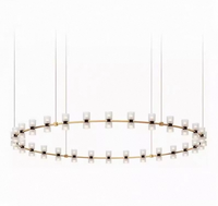 Lustre rond en cristal LED de style nordique pour hôtel et restaurant, design luxueux, grand lustre d'intérieur