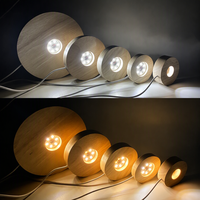 Lampe de chevet LED à boule de cristal ronde en bois alimentée par USB avec interrupteur et câble 5V pour chambre à coucher, aromathérapie et décoration