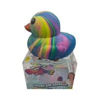 Canard en caoutchouc anti-stress transfrontalier à rebond lent, jouet à presser, design coloré marbré fluide, jouet de décompression Zc-008, 14 ans et plus