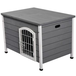 Grosir rumah anjing kayu luar ruangan Modern dengan penutup tombol tahan cuaca dan pemasangan mudah kandang kucing hewan kecil - Product Image 3