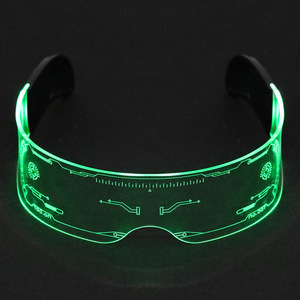 Cyberpunk Style LED Glasses <b>Black</b> <b>Frame</b> Acrylic Lens Glowing Disco Party Props Unisex Fashionable Outfits Halloween - Product Image 2