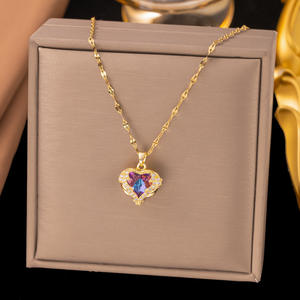 MW Vente en gros <span class=keywords><strong>Collier</strong></span> en acier inoxydable étanche pour femmes 18K plaqué or africain anti-ternissement Love Pearl Snowflake Shell - Product Image 4