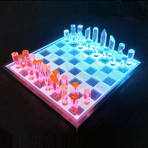 Juego de mesa de acrílico brillante con marco de aluminio cepillado, luz LED RGB personalizada de lujo, gran oferta - Product Image 5