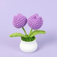 Decoración hecha a mano falsa simulación macetas plantas flores tejidas artificiales hilo de lana eterno Margarita girasol flor de punto