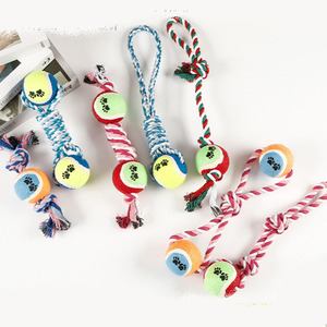 Factory Pet Dog Training <b>Tool</b> <b>Toys</b> Interactive Dumbbell-shaped Ropes Tennis Paw Ball Teething <b>Toy</b> for Puppy - Product Image 1