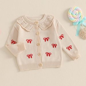 Ouvert avant bouton laine tricots manteau pour bébé filles à manches longues <span class=keywords><strong>Cardigan</strong></span> pull pour enfant en bas âge hiver automne fleurs imprimer printemps - Product Image 5