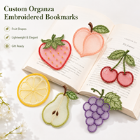 Marcador de Libros Personalizado de Organza Ecológica y Duradera con Bordado, Estilo Frutal, para Regalos y Empaques