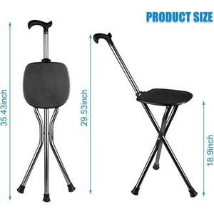 Bastón Plegable con Asiento, Mango Derby, Bastón Ajustable con Trípode, Silla Bastón Ligera, Ayuda de Movilidad <span class=keywords><strong>para</strong></span> Personas Mayores, Antideslizante - Product Image 4