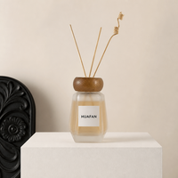 Bouteille diffuseur de parfum en verre irrégulier à facettes carrées de 200 ml avec bouchon rond coloré, vide, pour la maison, personnalisable avec logo