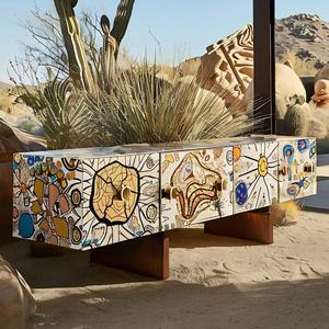Aparador de Madera Sólida de Lujo con Diseño Artístico de Graffiti, Mueble de Almacenamiento Contemporáneo para Pasillo, Galerí<span class=keywords><strong>a</strong></span> y Diseño Interior de Villas Modernas - Product Image 2