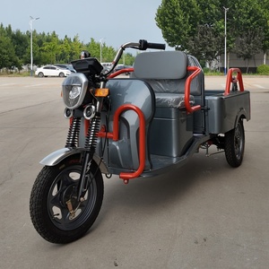 Tricycle gris métallisé avec main courante tubulaire orange et benne de chargement pour la collecte de produits agricoles, le transport en dépôt et les commandes en gros - Product Image 6