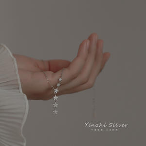 Collier étoile avec pendentif pompon en argent 925, vente en gros, chaîne de tempérament Simple, bijoux fins pour femmes, nouvelle collection d'usine - Product Image 3