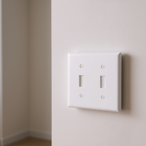 Plaque murale moderne blanche à 2 interrupteurs à bascule, en plastique, pour interrupteurs d'éclairage - Product Image 2