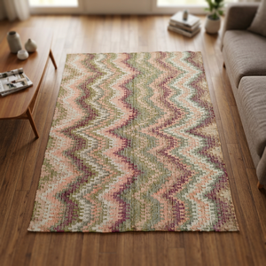 Alfombra Vintage de Diseño Geométrico, Alfombra Suave de Color Rosa Pastel, Morado y Verde, Rectangular, para Sala de Estar o Dormitorio - Product Image 2