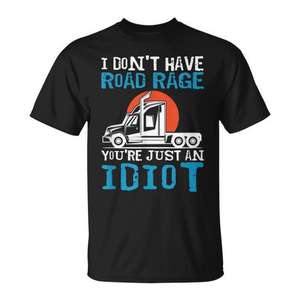 T-shirt da camionista Road Rage Diesel Truck Design Abbigliamento da uomo nero - Product Image 1