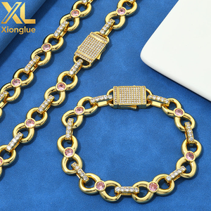 Factory Custom Hip Hop 12mm Fine Luxury Jewelry Pink Moissanite Bracelets Women <b>Men</b> 925 Sterling Silver Chain Link Bracelets - Product Image 5