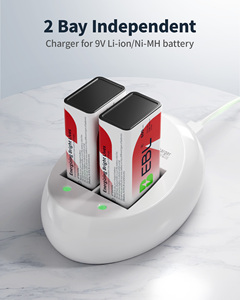 <span class=keywords><strong>Piles</strong></span> rechargeables Li-ion EBL 9V avec <span class=keywords><strong>chargeur</strong></span> <span class=keywords><strong>de</strong></span> <span class=keywords><strong>piles</strong></span> 9V 600mAh, cellules <span class=keywords><strong>9</strong></span> <span class=keywords><strong>volts</strong></span>, lot <span class=keywords><strong>de</strong></span> 2 - Product Image 3