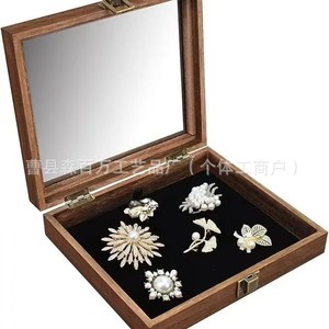 กล่องแสดงเครื่องประดับไม้ทรงสี่เหลี่ยมฝาอะคริลิคสำหรับใช้บนเดสก์ท็อป - Product Image 2