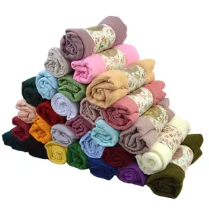 New monochrome cotton and linen pleated national style scarf pressed wrinkle hair edge women's gauze scarf cover shawl