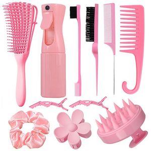 Gran oferta, juego de herramientas de peluquería de 11 Uds. con peine de ocho puntas, peine de cola puntiaguda, cepillo para cejas, pinza para el pelo, botella de Spray de plástico - Product Image 2