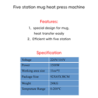Presse à chaud 5 stations pour tasses et gobelets, sublimation pour surfaces incurvées 11oz*5, impression par transfert DIY
